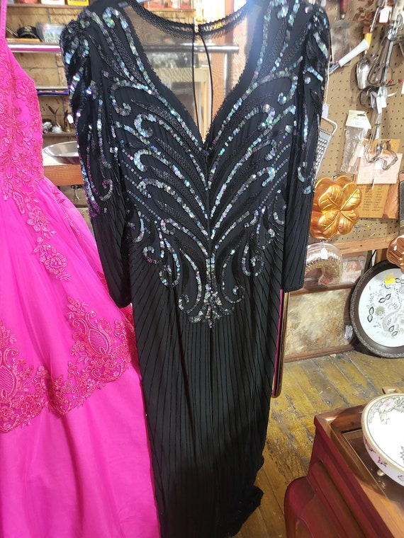 AJ Bari Black Sequin Dress