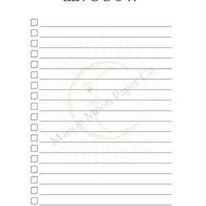 Lets Do It To Do List Daily or Weekly Planner Stationery Celestial Moon Minimalist Design Digital Printable (8.5x11)