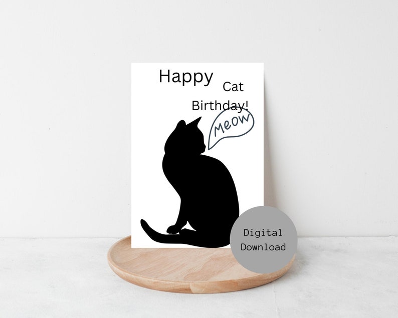 Printable Cat Birthday Card, Printable Birthday Card Funny, Digital