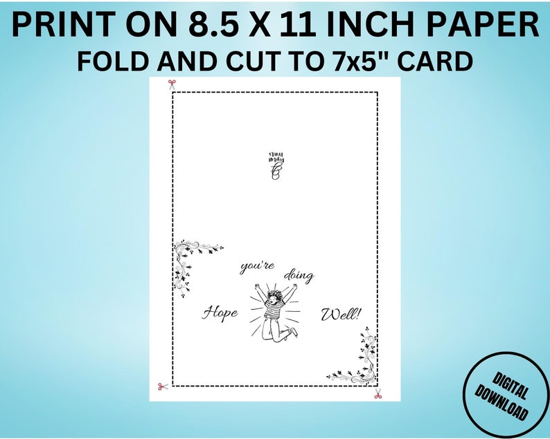 Printable Get Well Card Printable Digital Get Well Card 5x7 - Etsy