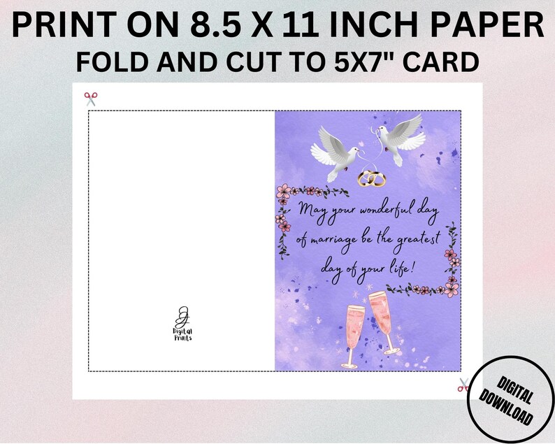 Printable Wedding Card, Digital Wedding Card, 5x7 Greeting Card - Etsy