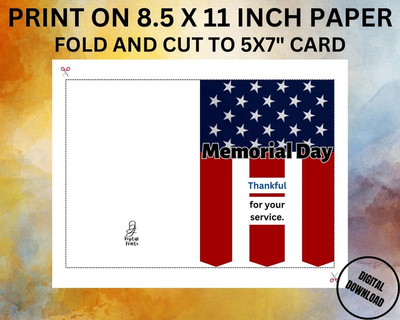 Printable Memorial Day Card Digital Download Memorial Day - Etsy