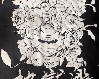 Hells Paradise Screen Printed Shirt: White Ink on Black Cotton