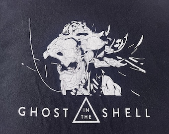 Ghost in the Shell Shirt: Hand Screen Printed Black Cotton Tee