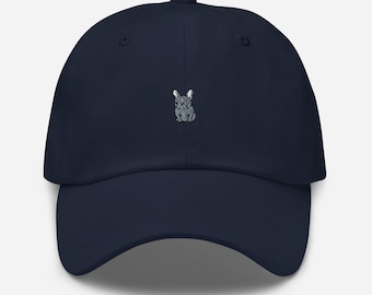Embroidered French Bulldog Hat, Custom Pet Baseball Cap Grey Logo
