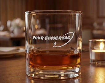 Spersonalizowana szklanka do gier, spersonalizowany kubek do gier wideo, grawerowana szklanka do bourbona, grawerowana szklanka do whisky, prezent dla miłośnika gier wideo, prezenty dla niego