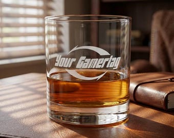 Personligt Gamertag-dricksglas, anpassat videospelsglas, graverat bourbonglas, etsat whiskyglas, spelpresenter till honom