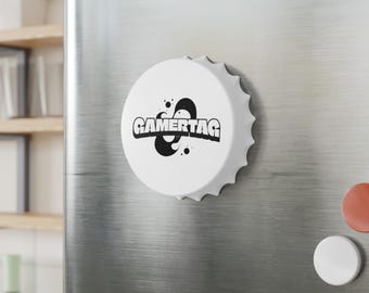 Abrebotellas personalizado con gamertag, abrebotellas de cerveza personalizado con temática de videojuegos, abrebotellas magnético personalizado, regalos para amantes de los videojuegos, imán para gamers