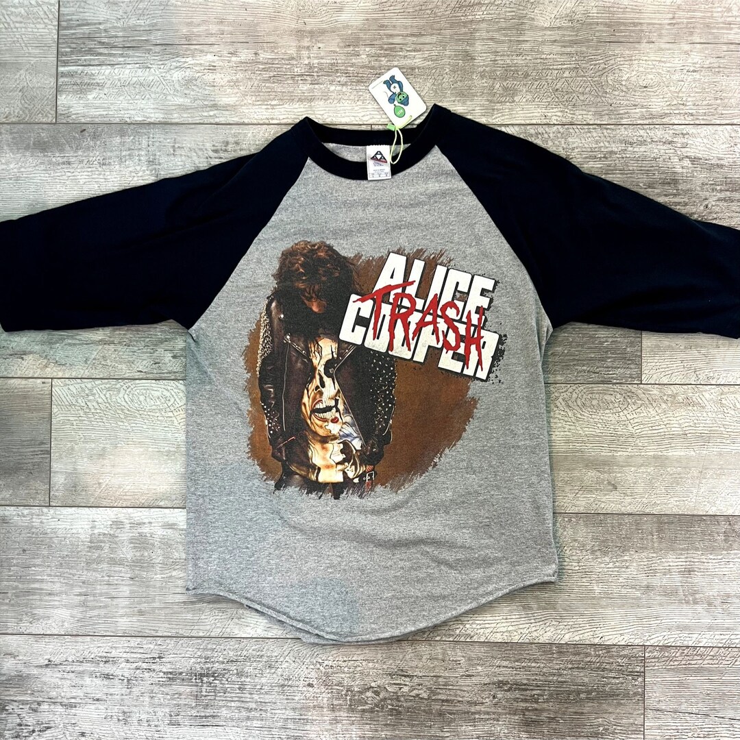 Y2K 2000s Alice Cooper Trash 3/4 Sleeve Tshirt Size L