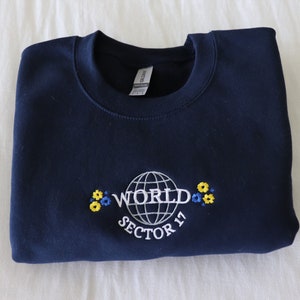 Felpa girocollo ricamata WORLD Seventeen / CONTROLLA LA DESCRIZIONE! Felpa Kpop sottile Sector 17 Seventeen Merch Kpop Merch
