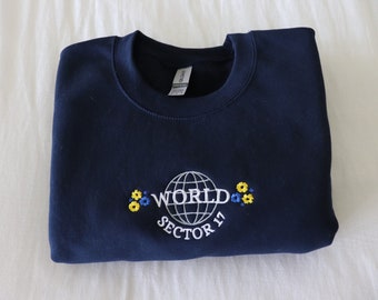 Embroidered WORLD Seventeen Crewneck | CHECK DESCRIPTION! Sector 17 Subtle Kpop Sweatshirt Seventeen Merch Kpop Merch