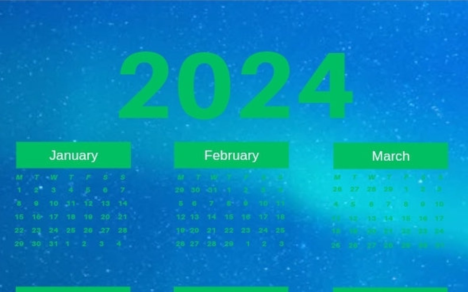 Printable Aurora Borealis 2024 Calendar Etsy
