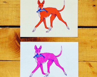Dog and Fish Riso Print