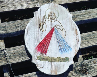 Grote minimalistische plaquette van de Divine Mercy