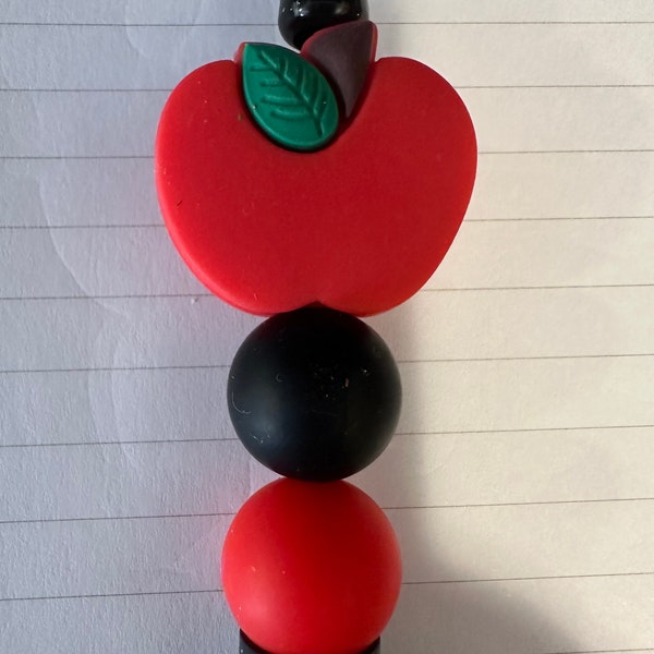 Red Apple Focal Ballpoint Pen - writing pen - silicone focal - apple - black ink - red apple