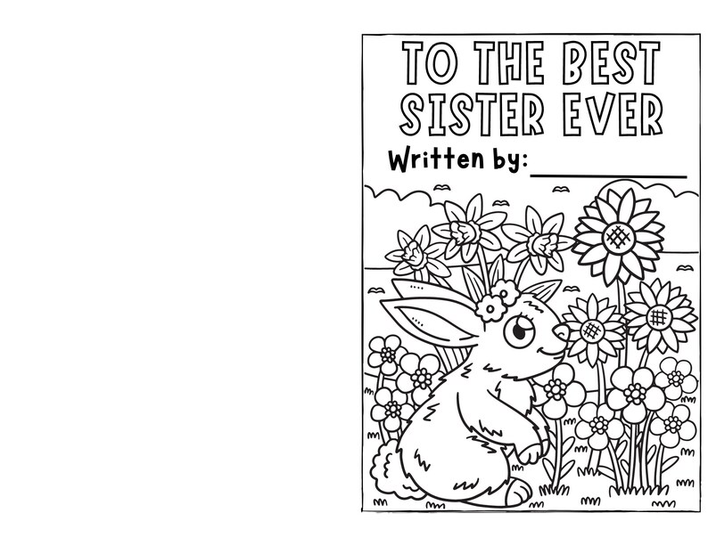 SISTER BIRTHDAY PRINTABLE Card Book Instant Download Coloring Page Diy ...