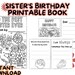 SISTER BIRTHDAY PRINTABLE Card Book Instant Download Coloring Page Diy ...