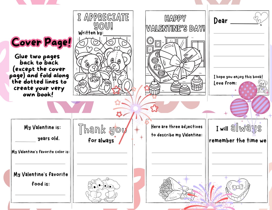 VALENTINE'S DAY PRINTABLE Book Instant Download Activity Kids Diy ...