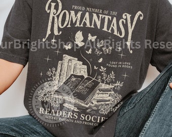 Romantasy Comfort Color Shirt for Romance Reader and Book Lover Vintage Reading Shirt Gift for Bookworm and Bibliophiles Girly Bookish Merch