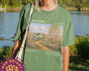 Camiseta de Ana de las Tejas Verdes, camiseta Kindred Spirits, camiseta literaria de L.M. Montgomery, camiseta de estilo cottagecore de literatura clásica y cómoda.