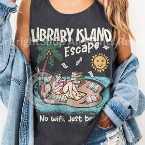Débardeur évasion bibliothèque livres drôle cadeau pour amoureux des livres chemise sans manches d&#39;été lecture t-shirt de vacances livre fille t-shirt d&#39;été vêtements littéraires