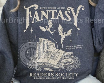 Fantasy Readers Society Sweatshirt for Romance Readers Vintage Reading Sweatshirt for Bookworm Gift for Book Lovers Bookish Sweatshirt