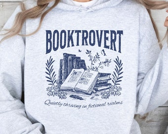 Booktrovert Floral Hoodie for Book Lovers Vintage Reading Hoodie Gift for Bibliophiles Floral Bookish Hooded Sweatshirt Girly Book Hoodie