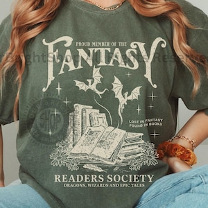 Fantasy Reader Comfort Colors Shirt for Romance Reader Bookish Shirt for Bibliophile Vintage Reading Shirt for Women Gift for Book Lover