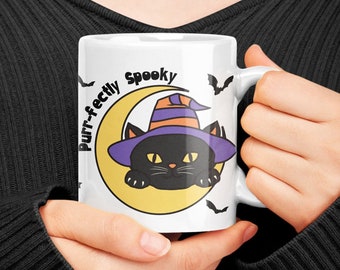 Black Cat Halloween Mug Funny Halloween Coffee Mug Cat Mom Mug Spooky Season Coffee Mug Halloween gifts Office Coworker Gifts Crazy Cat Lady