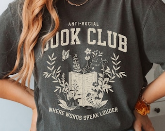 Anti Social Book Club Shirt Vintage Bookworm Comfort Colors T-Shirt Bookish Reading Tee Gift for Book Lovers Bookish Christmas Gift for Her