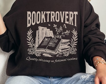 Booktrovert Sweatshirt Bookish Sweatshirt for Women Vintage Reading Sweatshirt Gift for Book Lovers Bookworm Sweatshirt Bookish Gift
