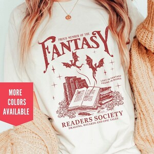 Fantasy Readers Society Shirt Bookish Shirt for Romance Readers Vintage Reading Shirt for Women Gift for Book Lovers Bookish Gift