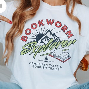Summer Camp Shirt for Bookworm Explorer Summer Bookish Funny Shirt for Book Lover Vacation Shirt for Outdoor Adventure Summer Reading Tshirt