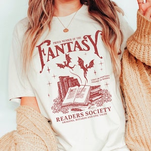 Fantasy Readers Society Shirt Bookish Shirt for Romance Readers Vintage Reading Shirt for Women Gift for Book Lovers Bookish Gift