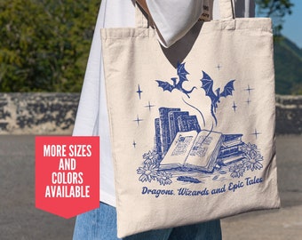 Fantasy Book Tote for Romantasy Readers Gift Bookish Tote for Book Lovers Gift for Bibliophiles Reading Tote Bag Gift for Fantasy Readers