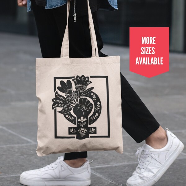 Feminist Canvas Tote Bag Strong Women gift Large Feminist Tote for Empowered Women Feminist Gift Sapphic Tote Female Symbol Canvas Tote Bag