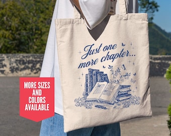 Sac fourre-tout en toile livresque pour les amateurs de lecture Sac fourre-tout « Reading Just One More Chapter » Cadeaux club de lecture