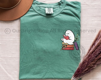 Reading Ghost  Shirt for Librarian Halloween Bookish Comfort Colors Shirt for Book Lover Cute Halloween for Teacher Spooky Gifts for Reader