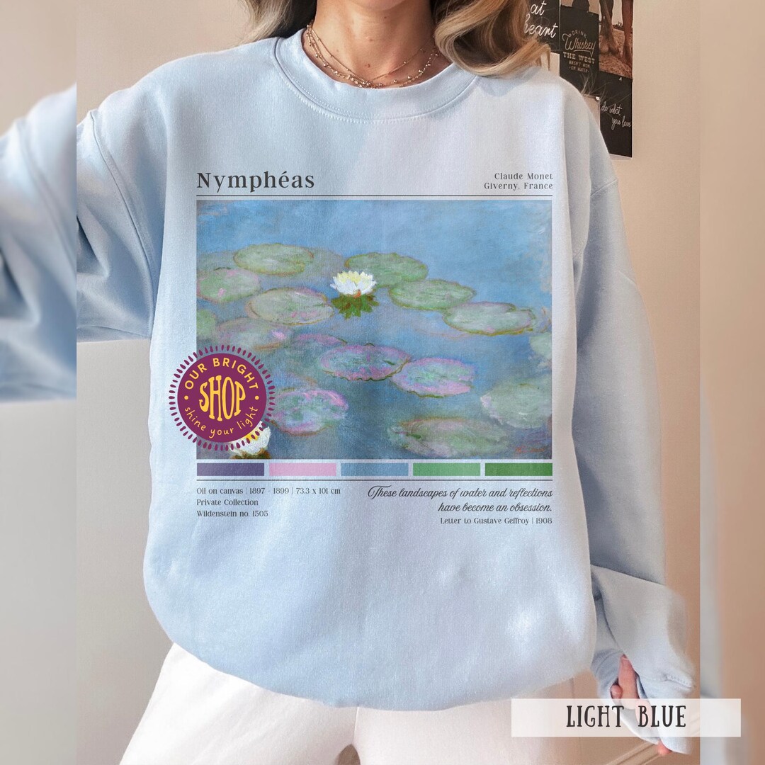 Water Lilies Sweatshirt | Claude Monet Artist Sweater Floral Painting ...