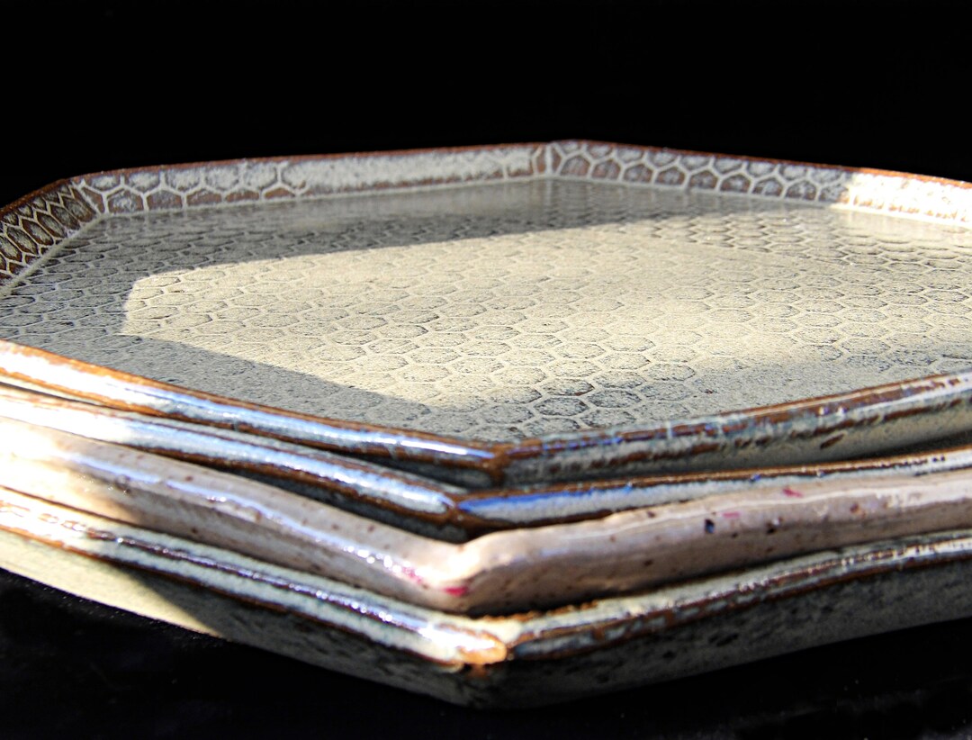 Rustic Stacked Hand Built Ceramic Plates Etsy