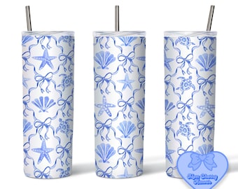 Coastal Granddaughter Tumbler Wrap: Watercolor Sea Turtle Shells (PNG Digital Download)