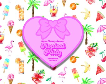 Watercolor Tropical Fruit Seamless Pattern: Summer Beach Print (Digital Download)