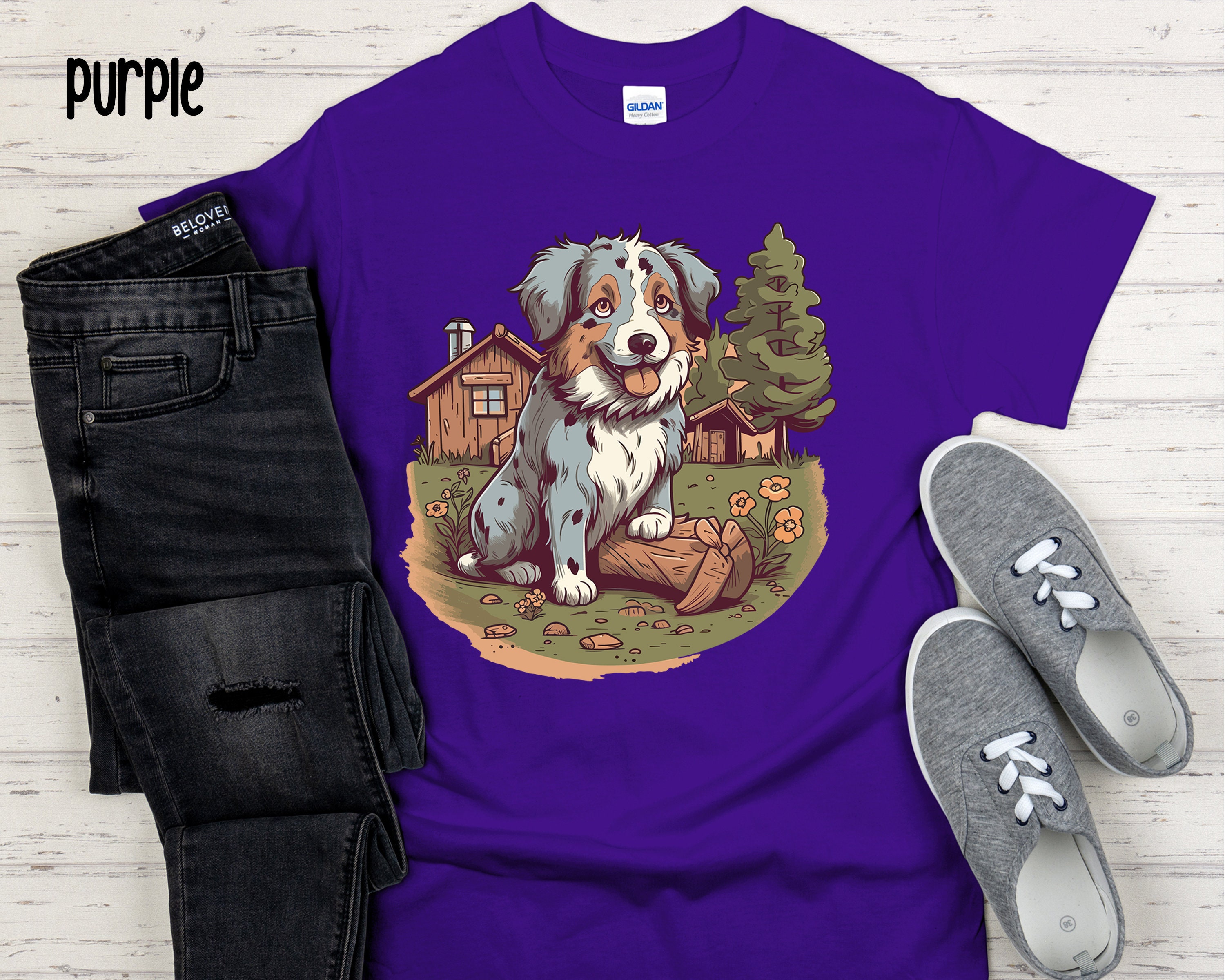 Australian Shepherd Tshirt Cottagecore Style Tee Dog Lover Apparel