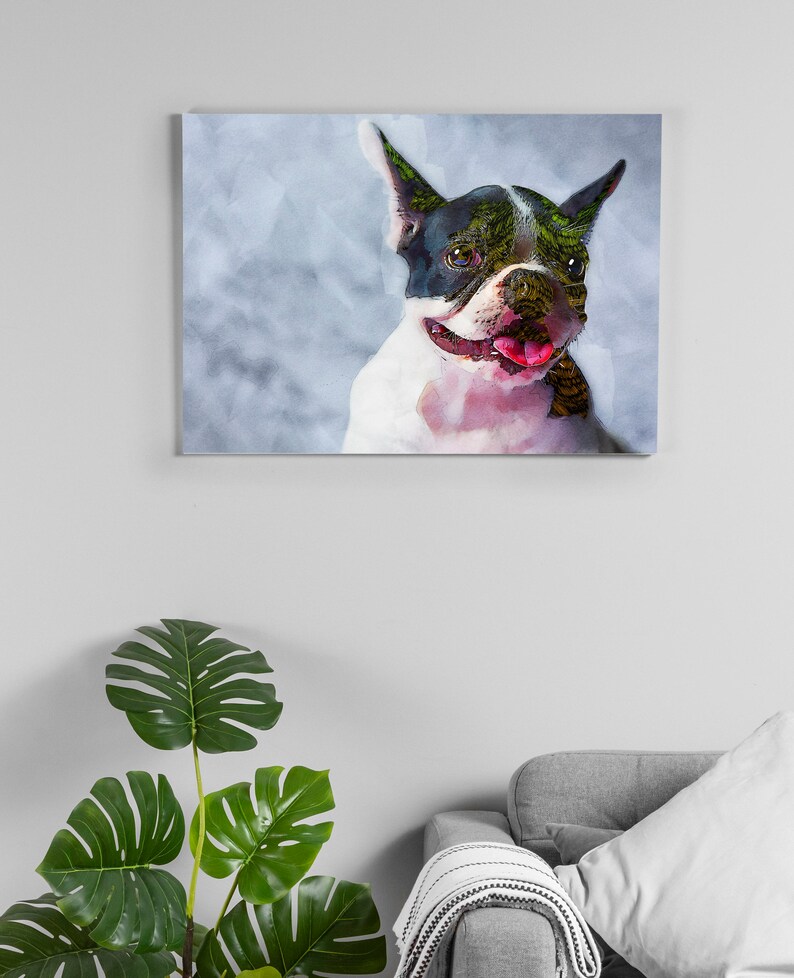 Custom Pets Portrait Photo to Canvas Personalized Dog Portrait Etsy