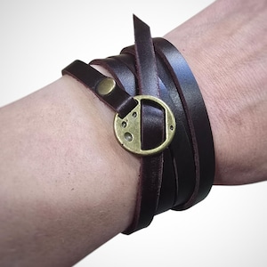 Leather Wrap Bracelet, Brown Rustic Leather Bracelet for Men and Women, Boho Style Bracelet Jewelry, Gift for Her or Him