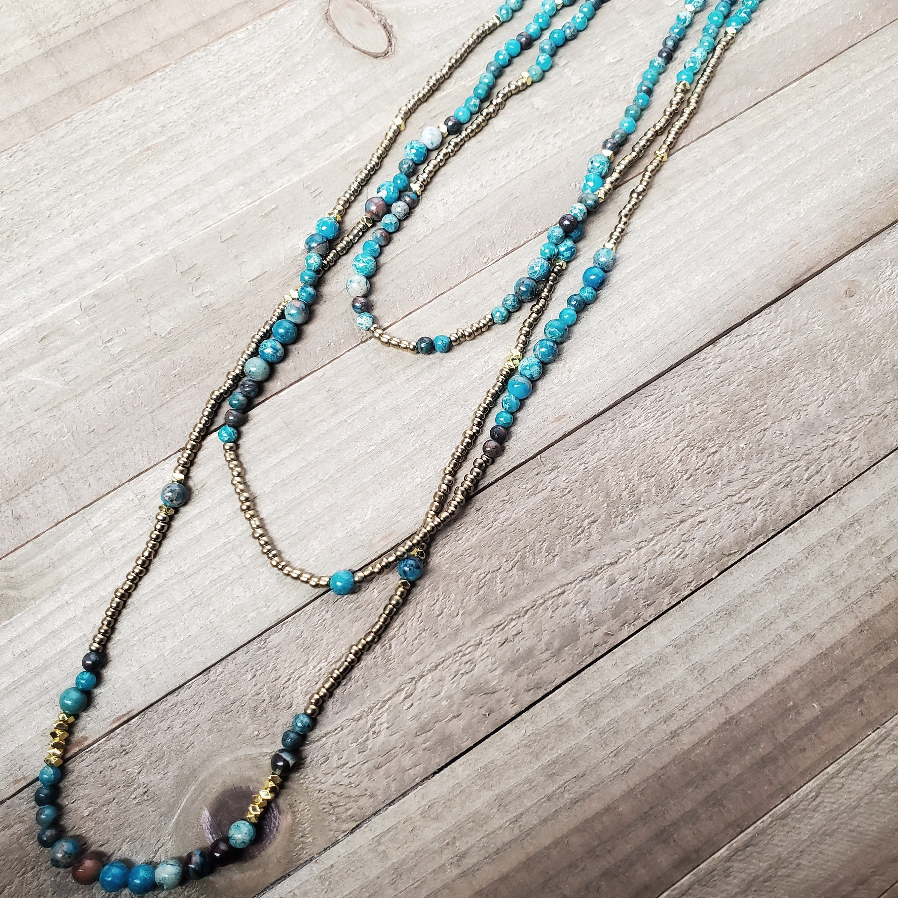 Layered Bead and Cord Long Necklace main image 0