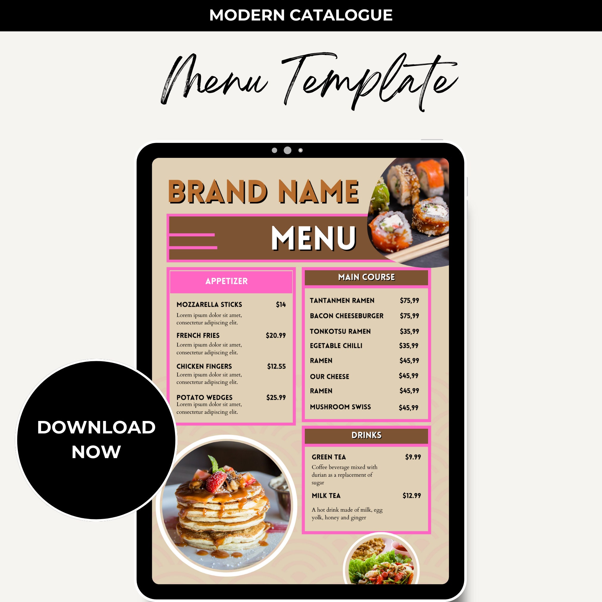 Food Menu Template - Etsy