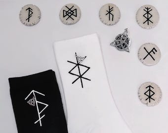 STRENGTH & PROTECTION Rune Socks Embellished With Triquetra Charms 2Pk
