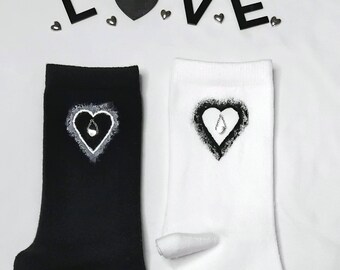 HEART Socks Embellished with Heart Charms & Chains 2Pk
