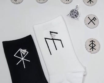 COURAGE & INSPIRATION Rune Socks Embellished with Triquetra Charms 2 Pk